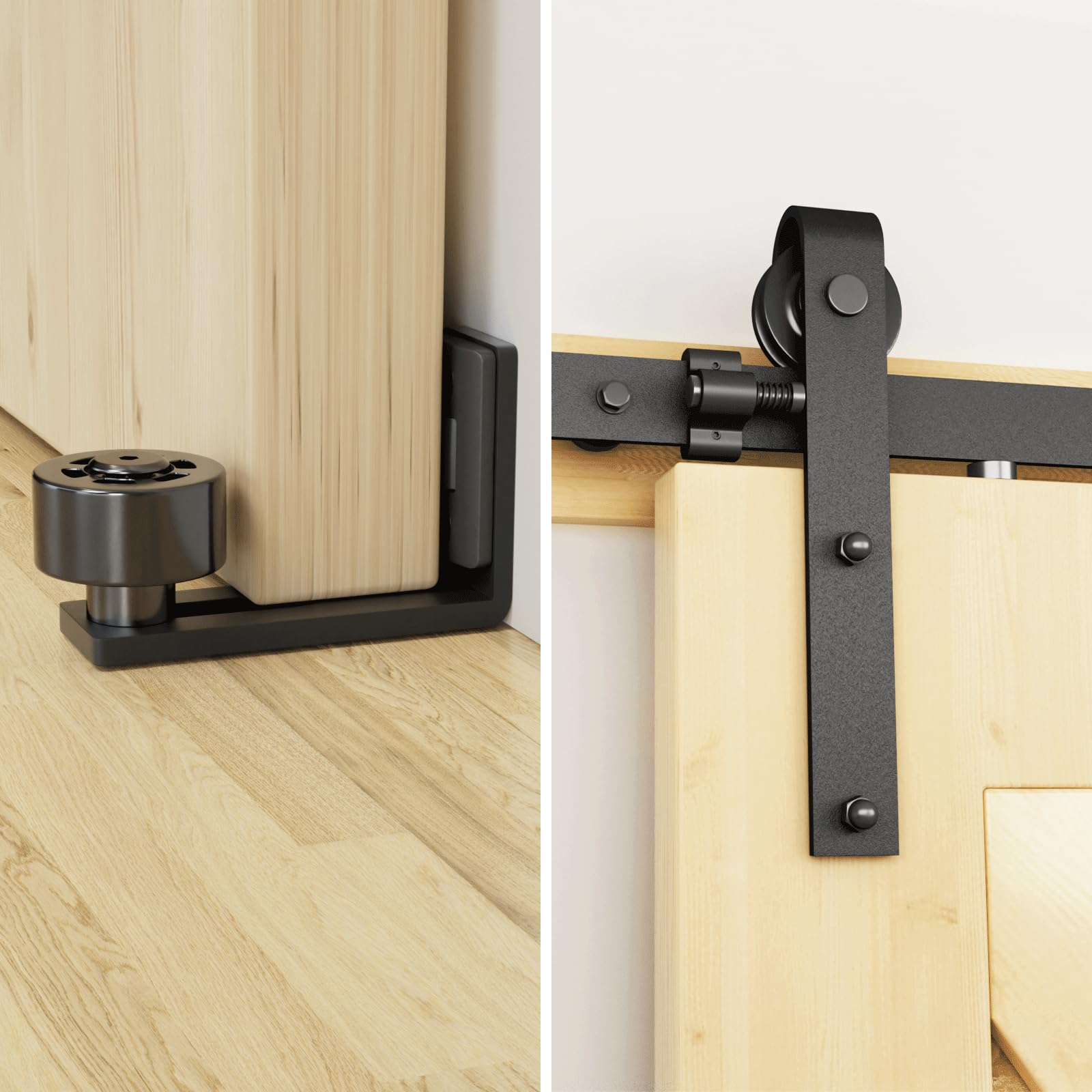 LTIYITL 5.5FT/167CM Sliding Door Hardware Heavy Duty Barn Door Sliding Kit Full Set Contains Door Handle and Floor Guide