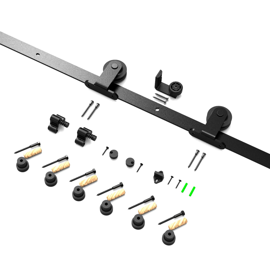 LTIYITL 203CM (6.6FT) Sliding Door Hardware Hardware Kit for Sliding Doors, Contains Adjustable Floor Guide