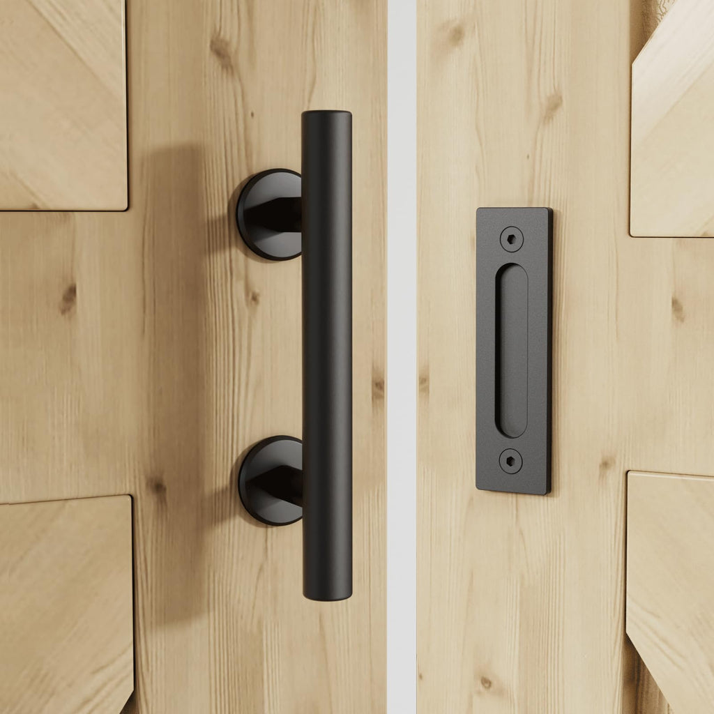 LTIYITL 6.6FT/200CM Sliding Door Hardware Heavy Duty Barn Door Sliding Kit Full Set Contains Door Handle and Floor Guide