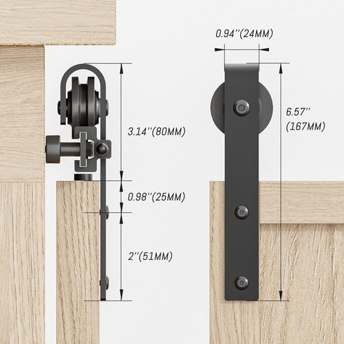 LTIYITL 108CM/3.5FT Mini Sliding Door Track Barn Door Hardware Kit for Single Door Suitable for TV Stands Wardrobe Cabinets