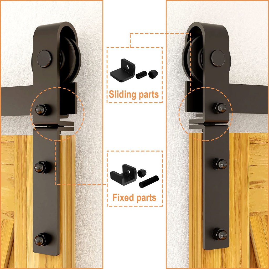 LTIYITL 100CM/3.3FT Bi-Folding Sliding Barn Door Hardware,Heavy Duty Roller Track Kit，Silent and Easy to Install for 2 Doors Hardware Kit,No Door Panel,Applicable to Door Openings 70-80CM Black