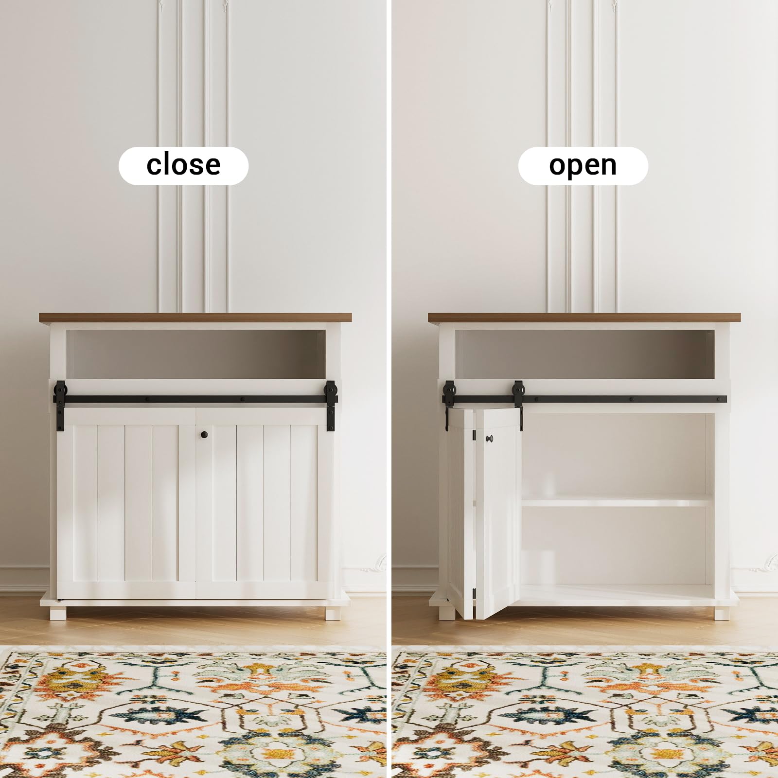 Mini Bifold Barn Door Hardware Kit 90 cm/3 ft Sliding Track for Cupboard Cupboard Fit Max Two Folding 40 cm Door Panels 76 cm Opening