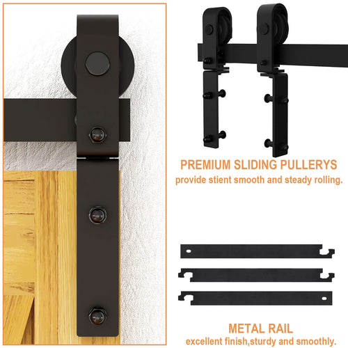 LTIYITL 100CM/3.3FT Bi-Folding Sliding Barn Door Hardware,Heavy Duty Roller Track Kit，Silent and Easy to Install for 2 Doors Hardware Kit,No Door Panel,Applicable to Door Openings 70-80CM Black