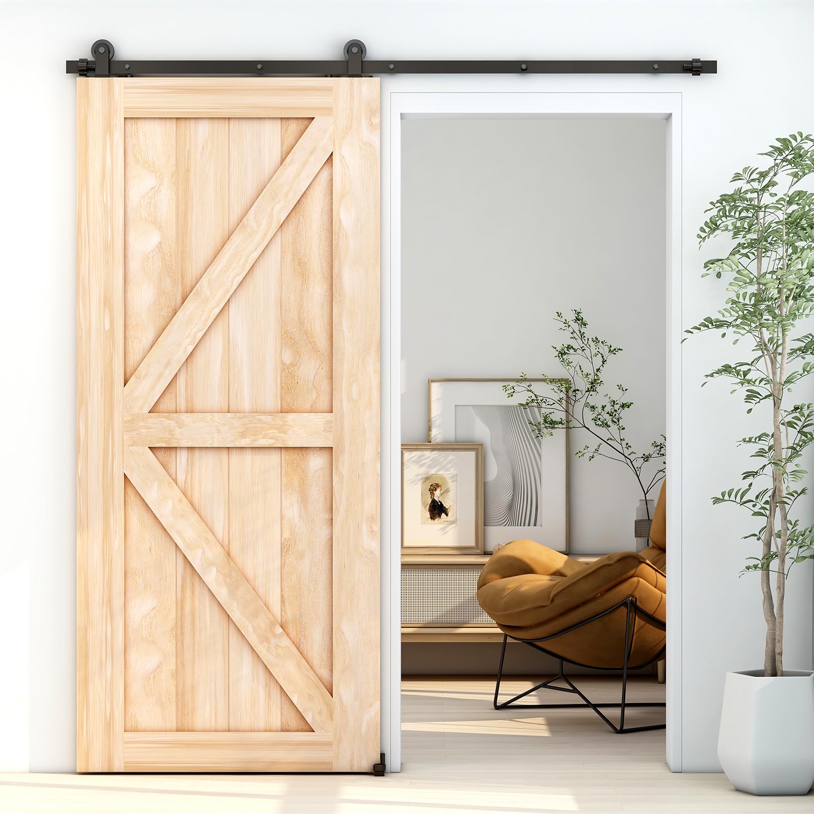 LTIYITL 183CM (6FT) Sliding Door Hardware Hardware Kit for Sliding Doors, Contains Adjustable Floor Guide