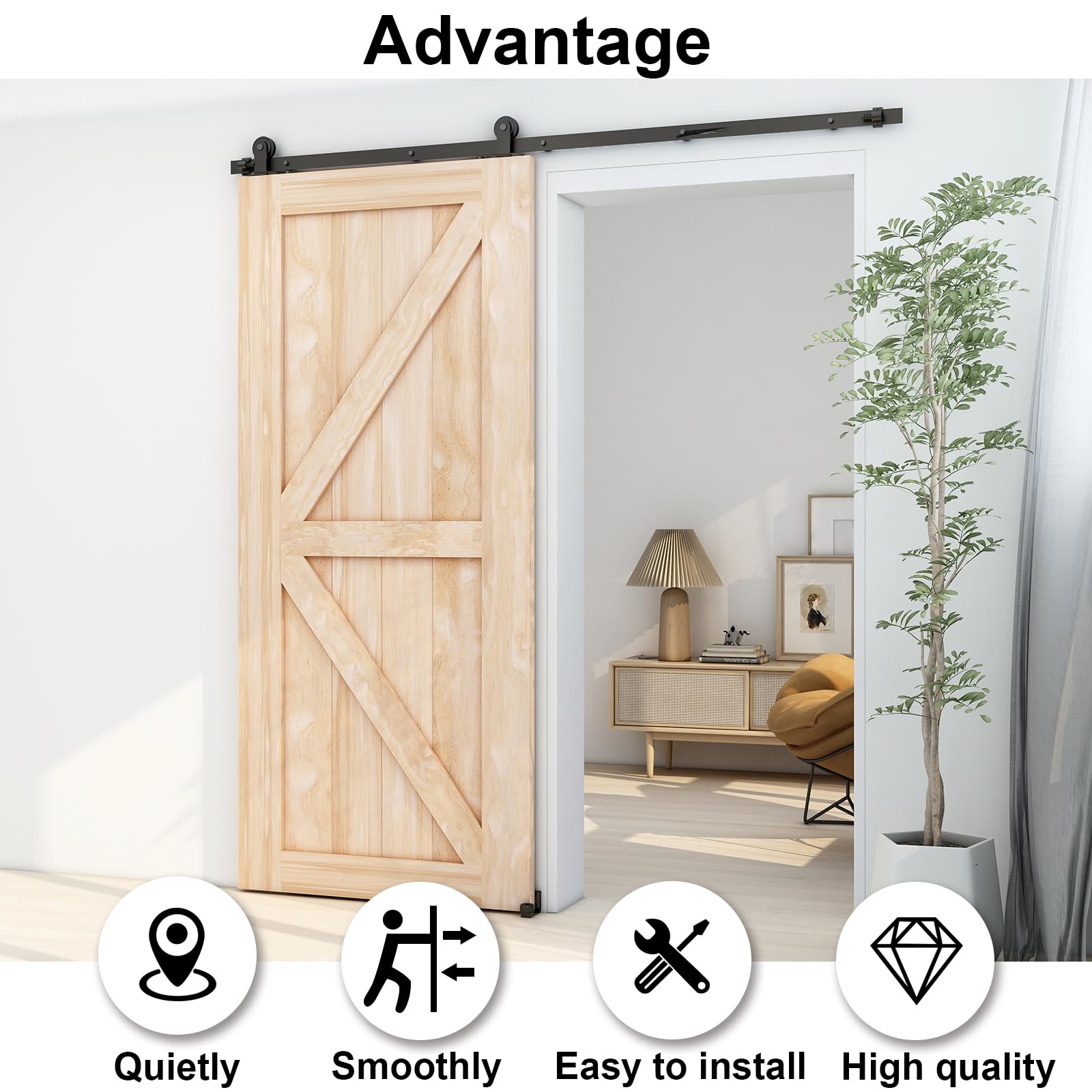 LTIYITL 152CM (5FT) Sliding Door Hardware Accessories Kit For Sliding Doors, Contains Adjustable Floor Guide