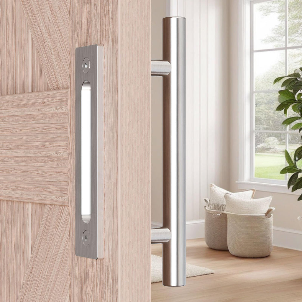 LTIYITL 24cm Stainless Steel Sliding Door Handle Barn Door Handle Silver