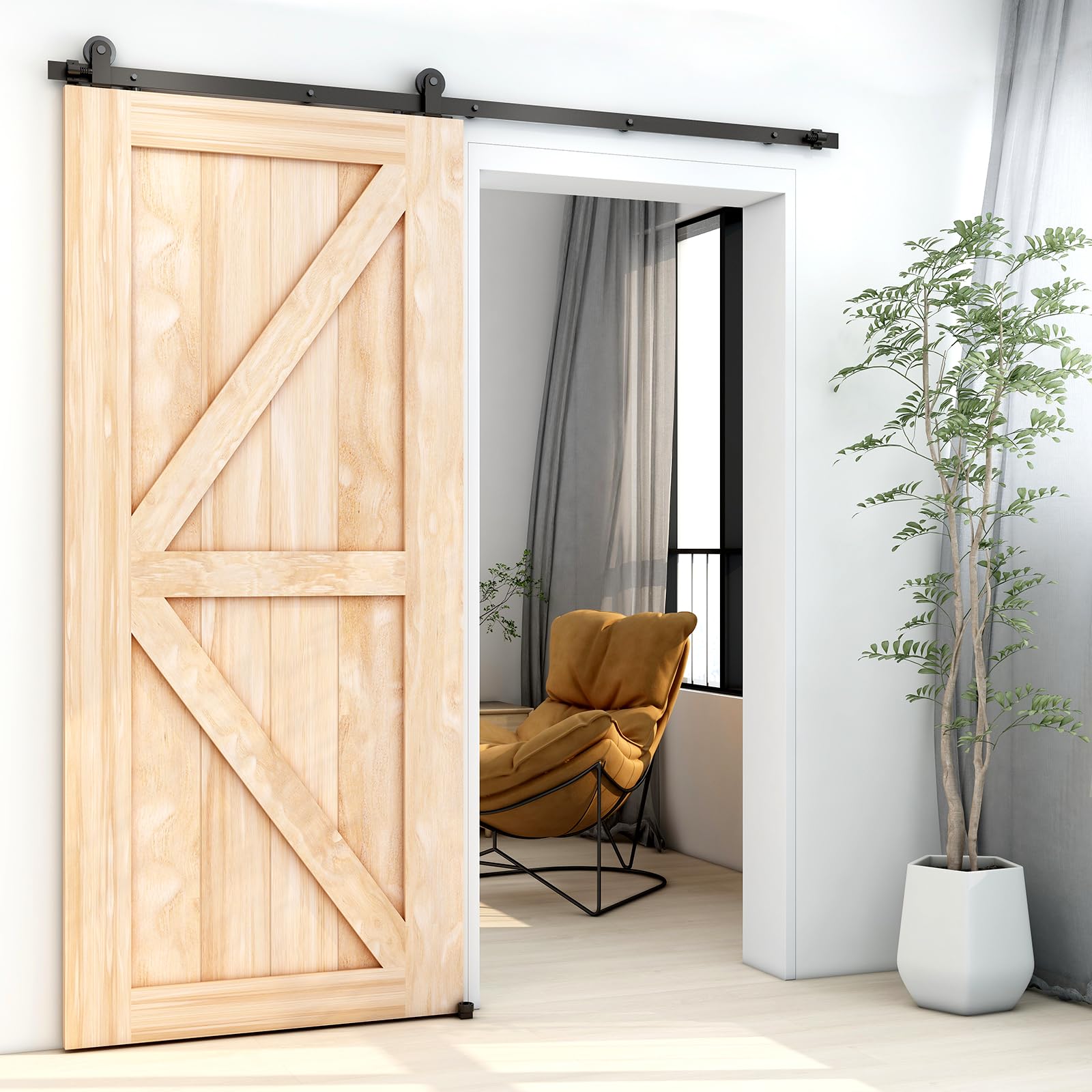 LTIYITL 152CM (5FT) Sliding Door Hardware Accessories Kit For Sliding Doors, Contains Adjustable Floor Guide