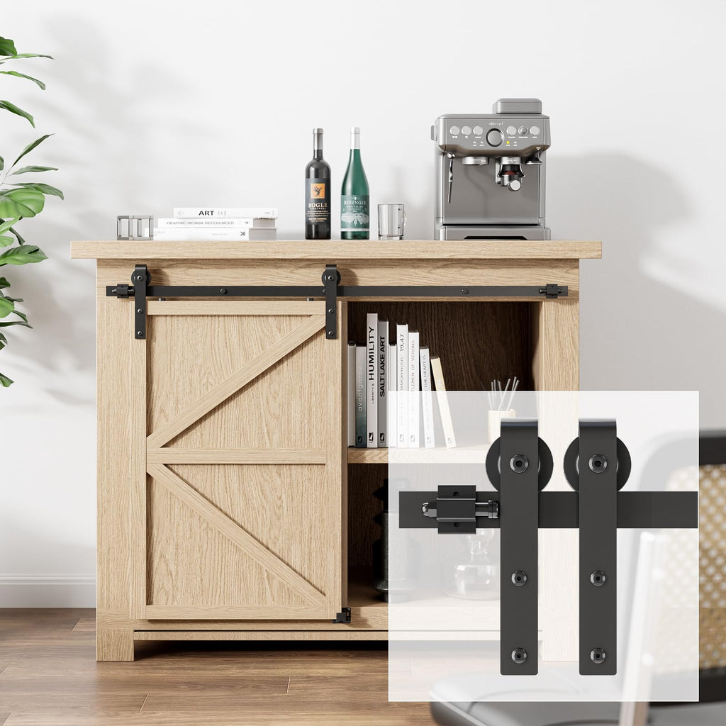 LTIYITL 91CM/3FT Mini Sliding Door Track Barn Door Hardware Kit for Single Door Suitable for TV Stands Wardrobe Cabinets