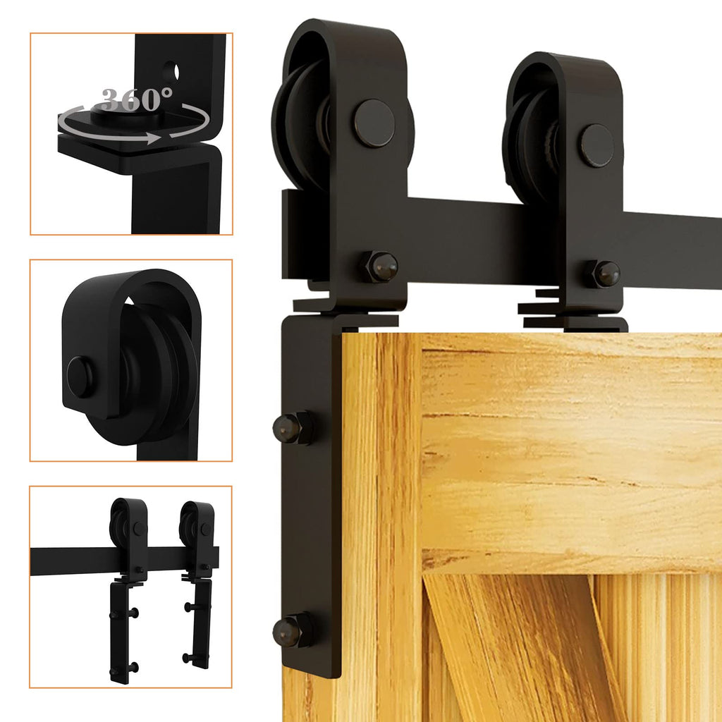 LTIYITL 100CM/3.3FT Bi-Folding Sliding Barn Door Hardware,Heavy Duty Roller Track Kit，Silent and Easy to Install for 2 Doors Hardware Kit,No Door Panel,Applicable to Door Openings 70-80CM Black