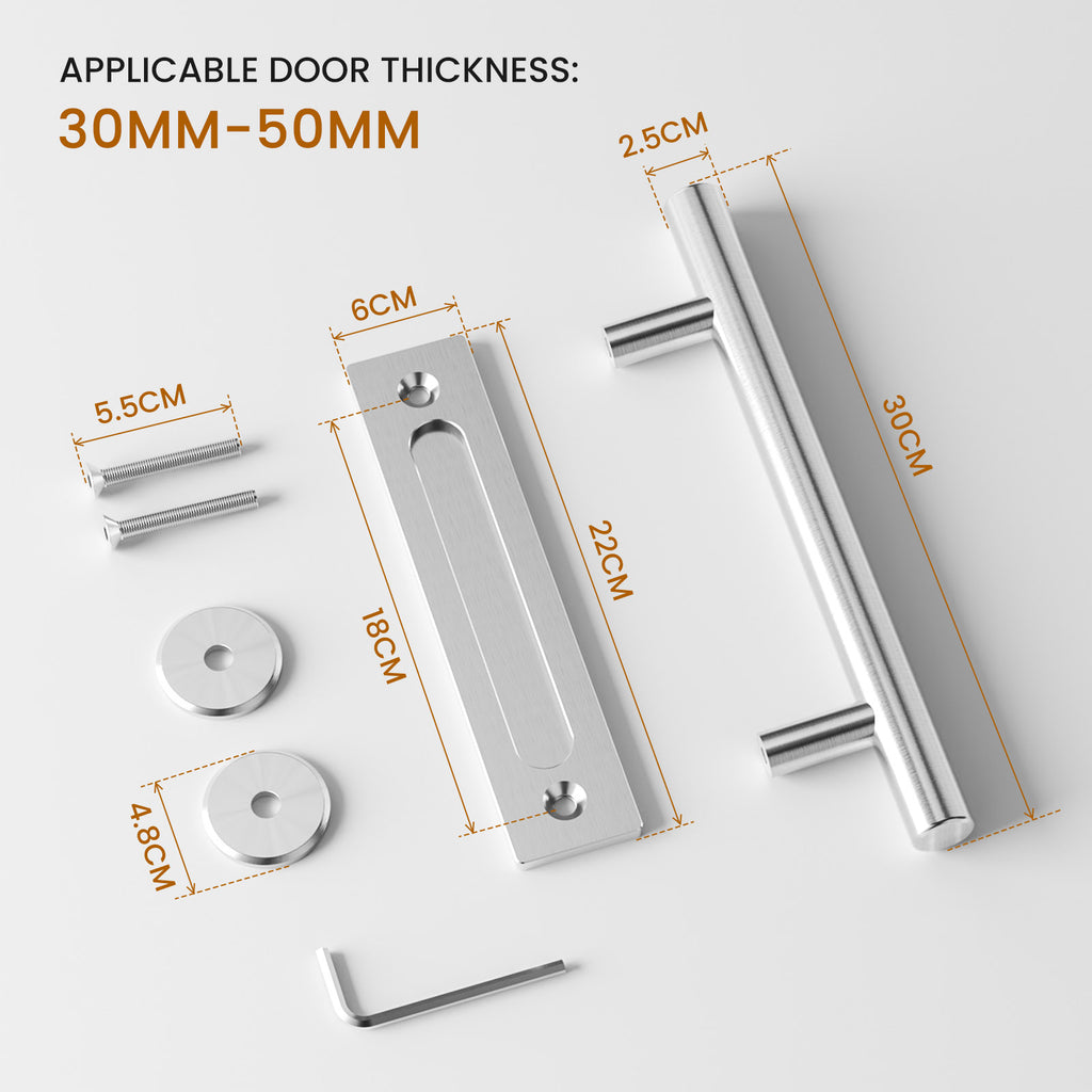 30 cm Stainless Steel Sliding Door Handle Barn Door Handle Modern Silver (1 Piece)