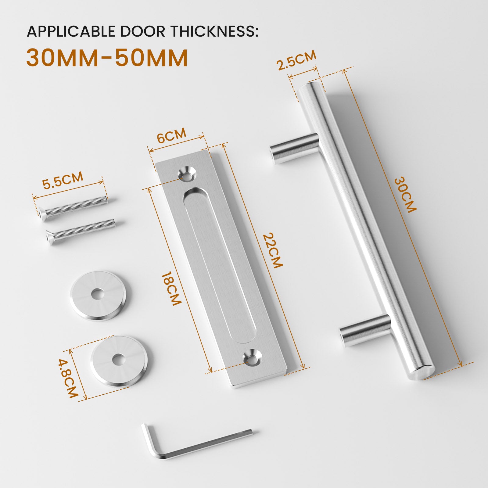 30 cm Stainless Steel Sliding Door Handle Barn Door Handle Modern Silver (1 Piece)
