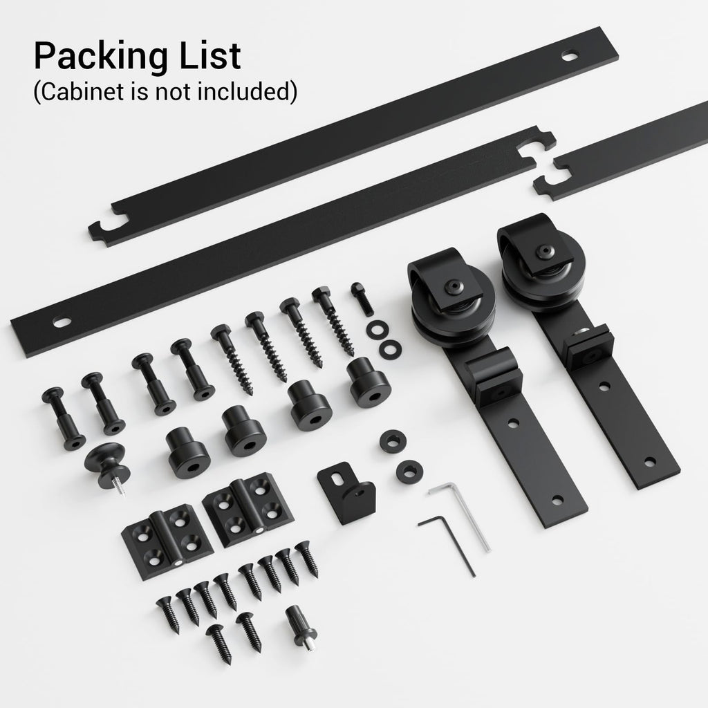 Mini Bifold Barn Door Hardware Kit 90 cm/3 ft Sliding Track for Cupboard Cupboard Fit Max Two Folding 40 cm Door Panels 76 cm Opening