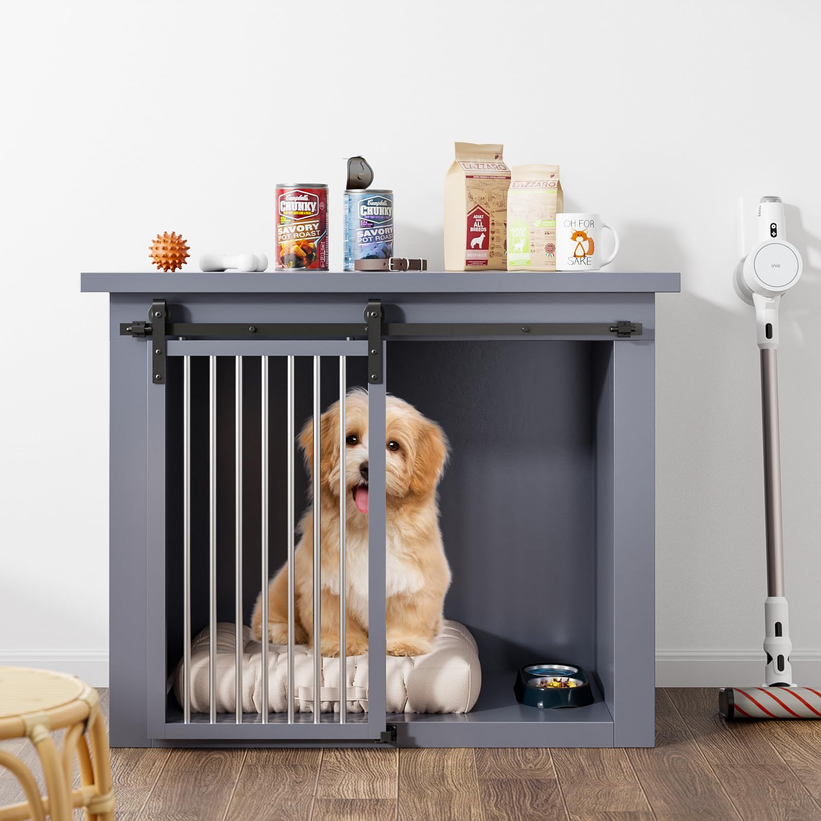 LTIYITL 122CM/4FT Mini Sliding Door Track Barn Door Hardware Kit for Single Door Suitable for TV Stands Wardrobe Cabinets