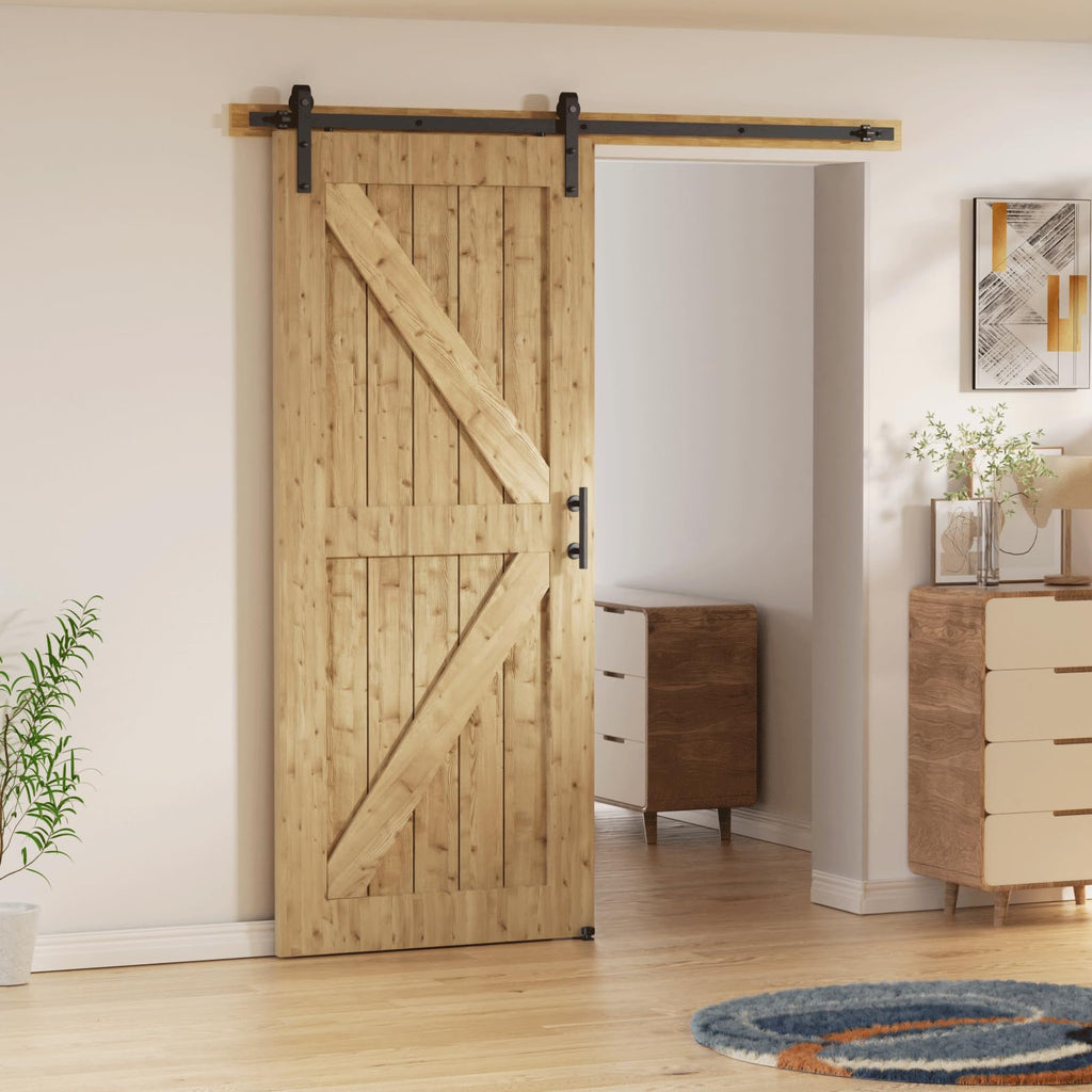 LTIYITL 5FT/152CM Sliding Door Hardware Heavy Duty Barn Door Sliding Kit Full Set Contains Door Handle and Floor Guide