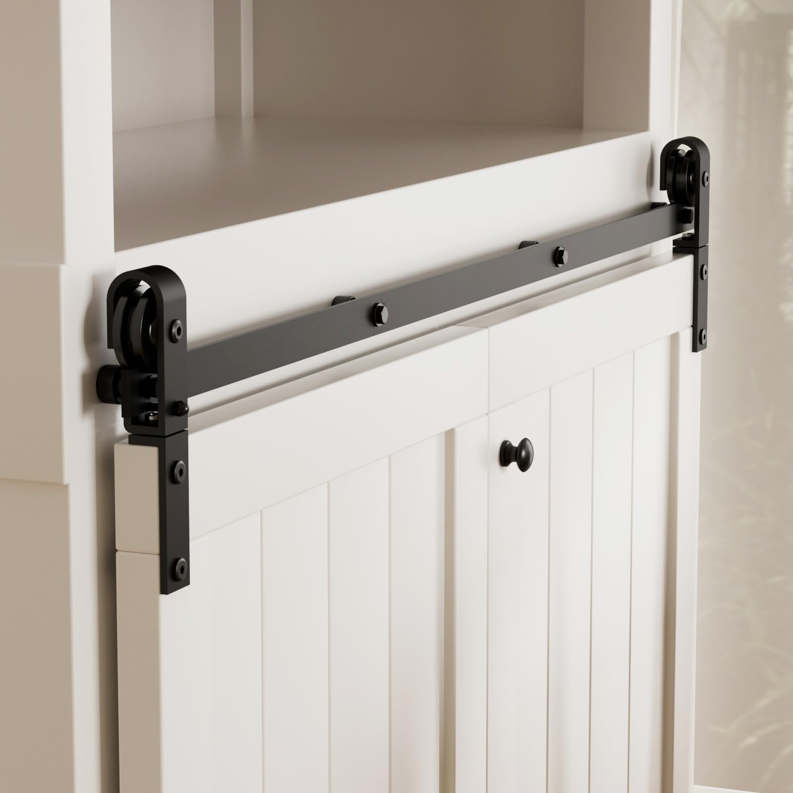 Mini Bifold Barn Door Hardware Kit 90 cm/3 ft Sliding Track for Cupboard Cupboard Fit Max Two Folding 40 cm Door Panels 76 cm Opening