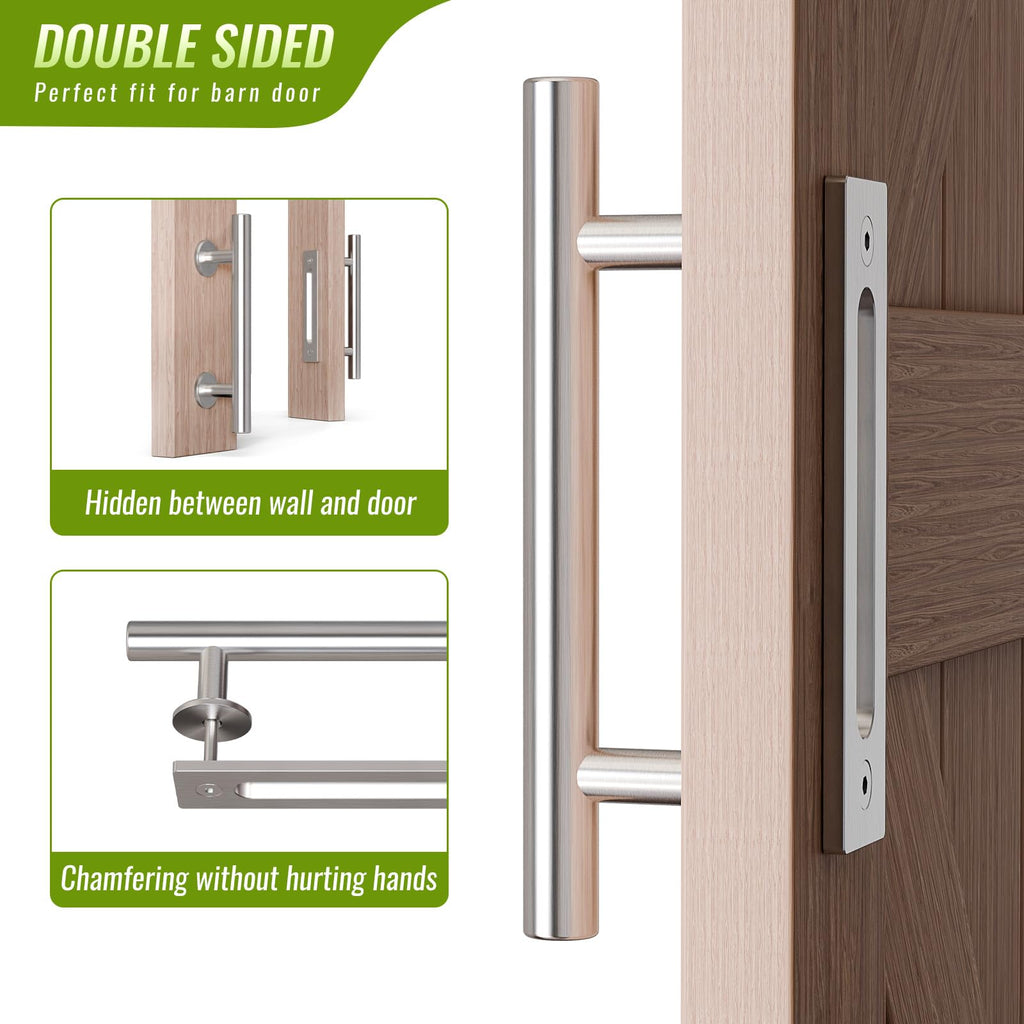 LTIYITL 24cm Stainless Steel Sliding Door Handle Barn Door Handle Silver